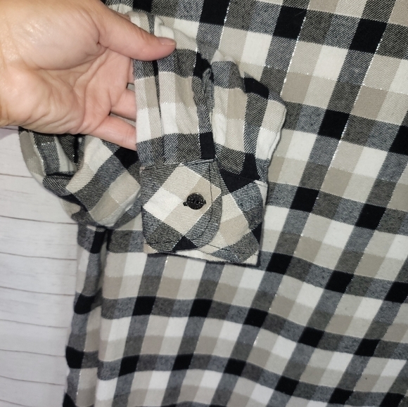 CURRENT/ELLIOTT PLAID BUTTON UP W FRINGE HEM DETAIL, SZ 0 - Picture 9 of 9